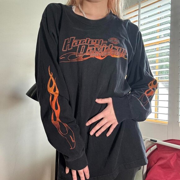 Vintage Harley-Davidson Flame Long Sleeve – Made in USA (L)